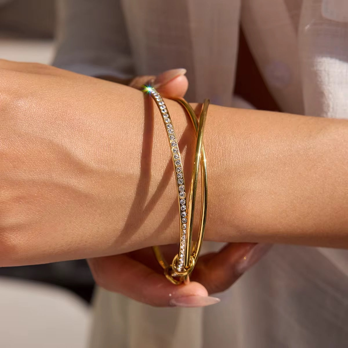 Luna Twist Crystal Bangle