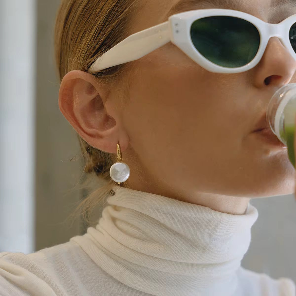 Baroque Pearl Hoop Earrings