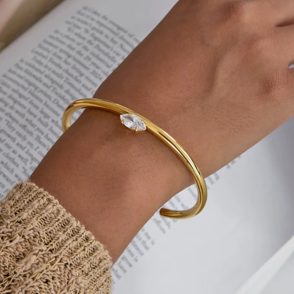 Timeless Teardrop Gold Cuff Bangle