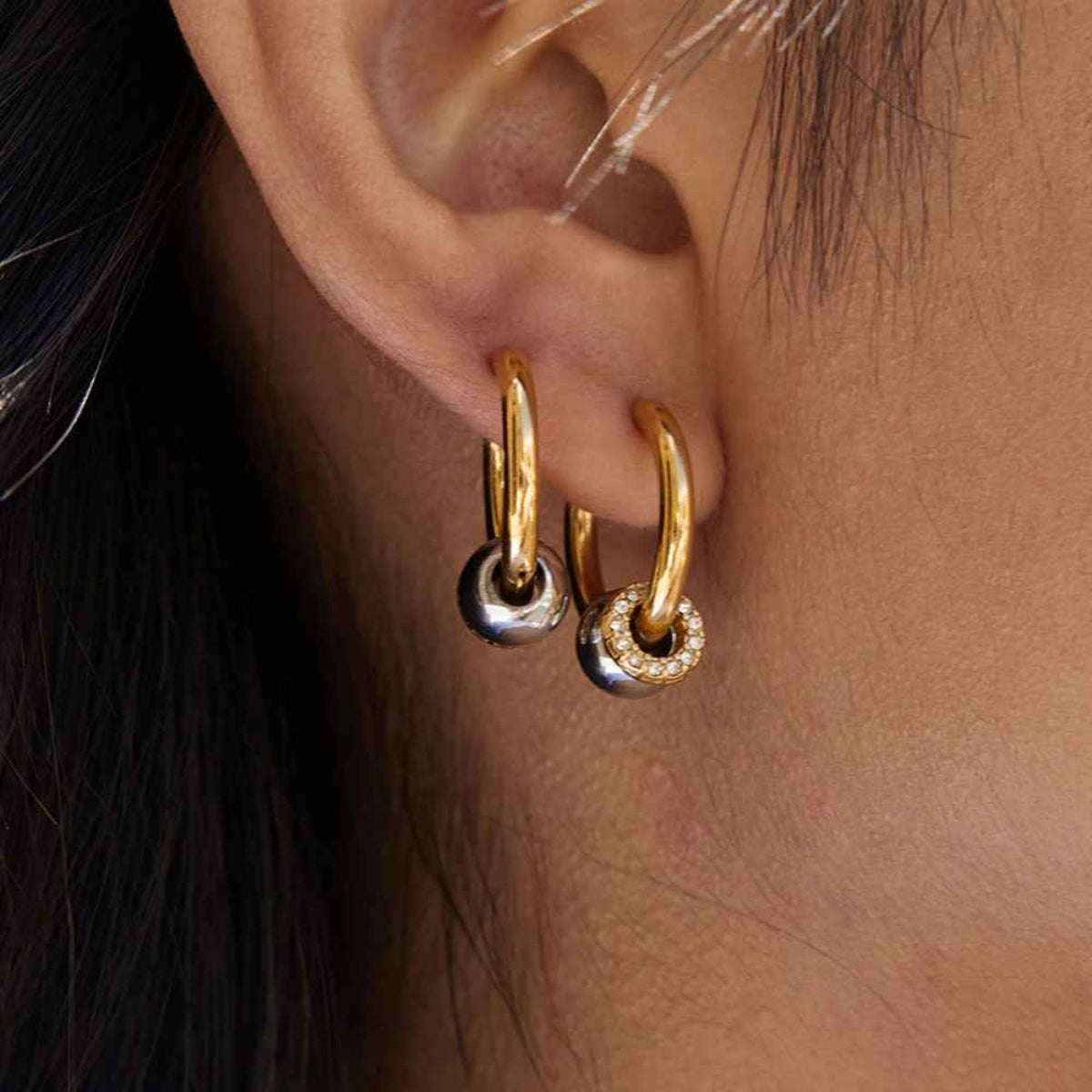 Luna Dual-Tone Hoop Earrings