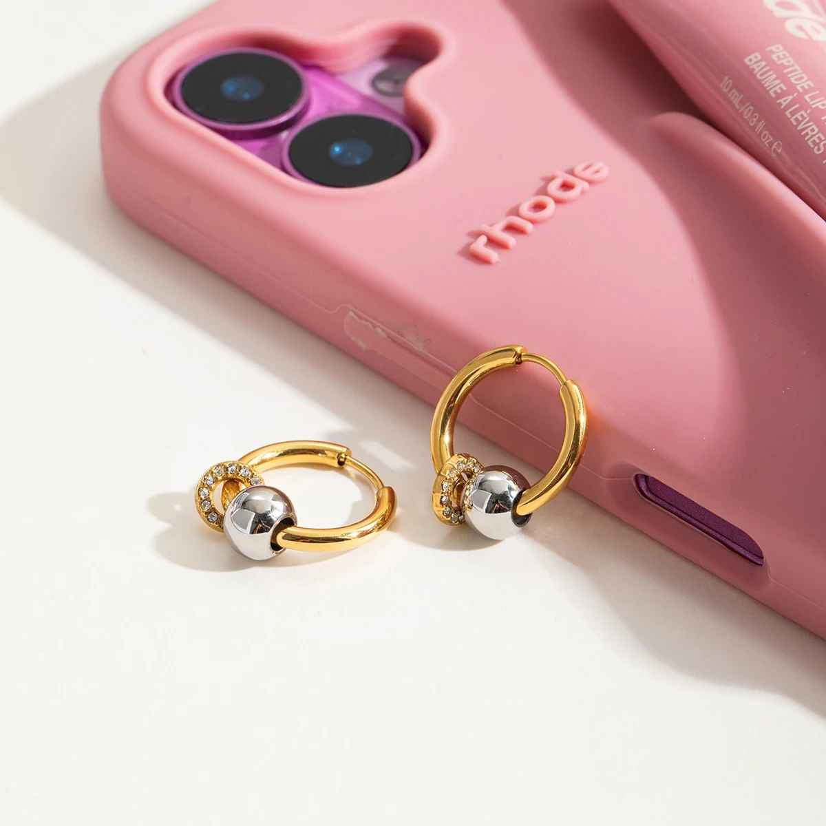 Luna Dual-Tone Hoop Earrings