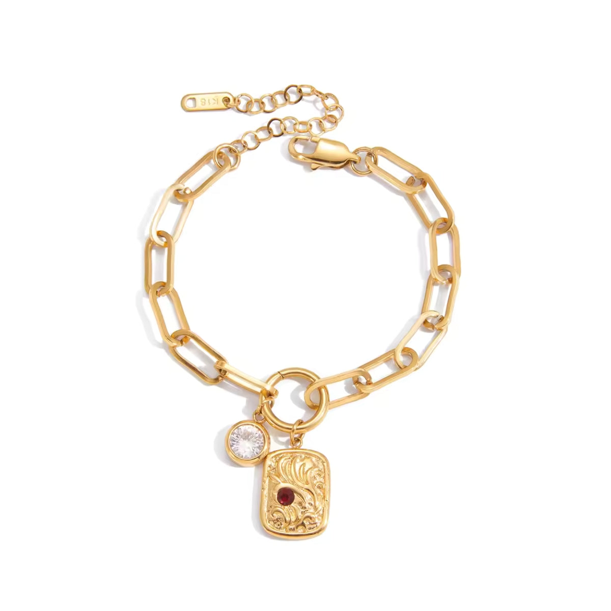 Elysian Regal Red Charm Chain Bracelet