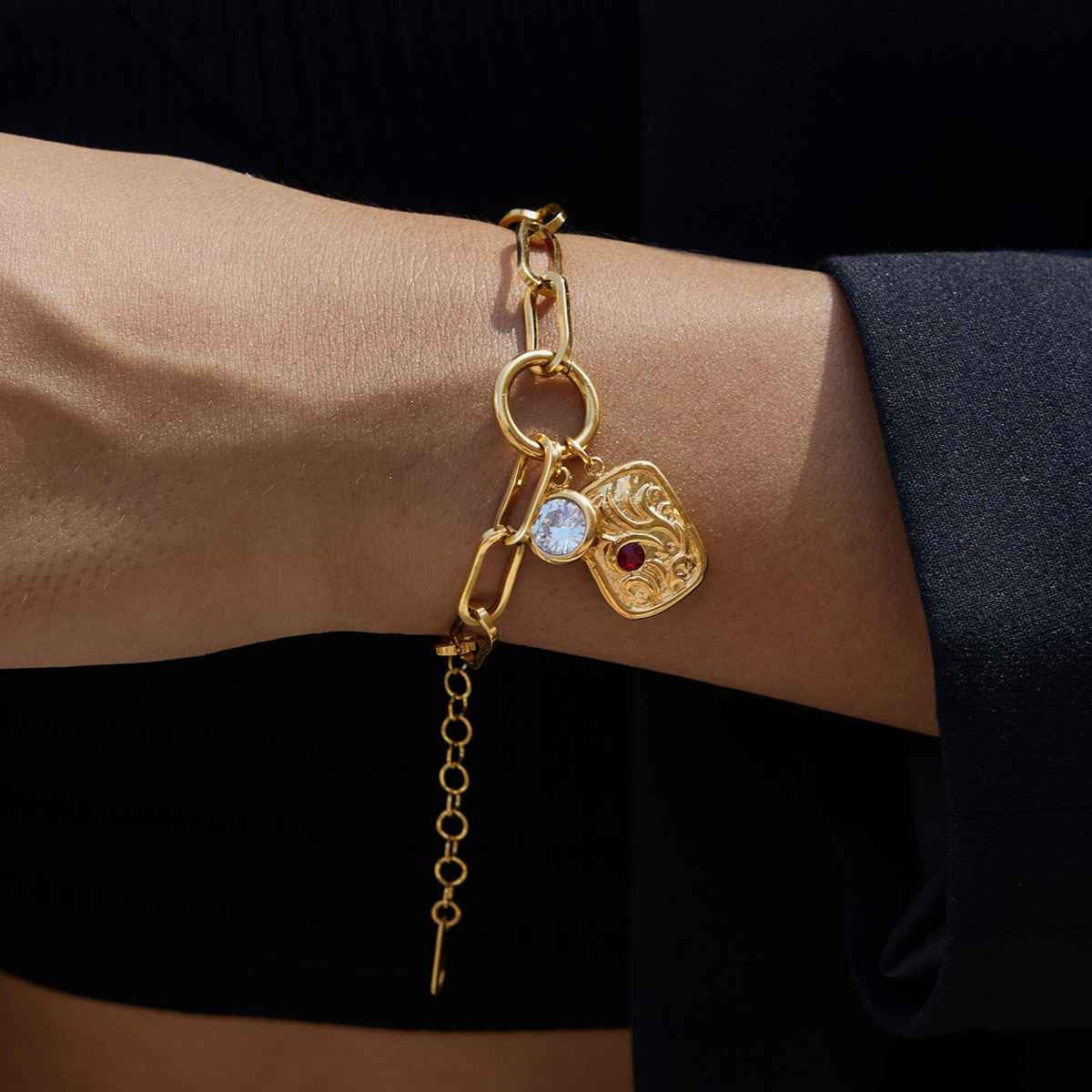 Elysian Regal Red Charm Chain Bracelet