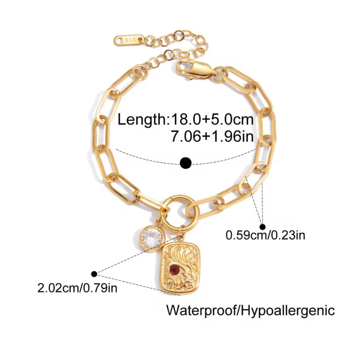 Elysian Regal Red Charm Chain Bracelet