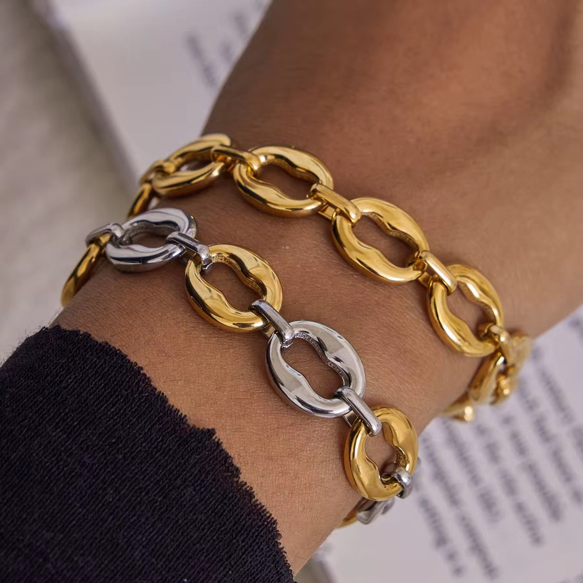 Bi-Tone Link Chain Bracelet