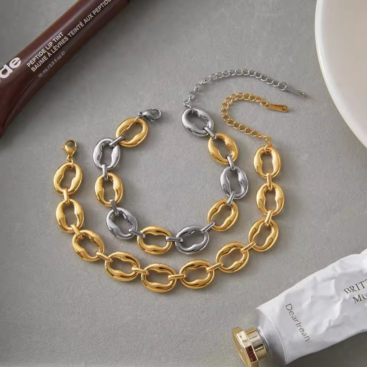 Bi-Tone Link Chain Bracelet