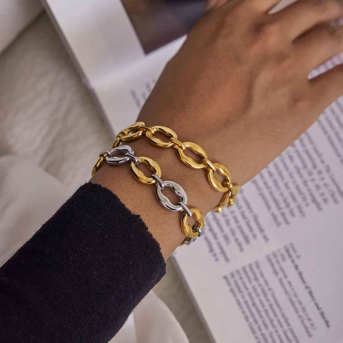 Bi-Tone Link Chain Bracelet