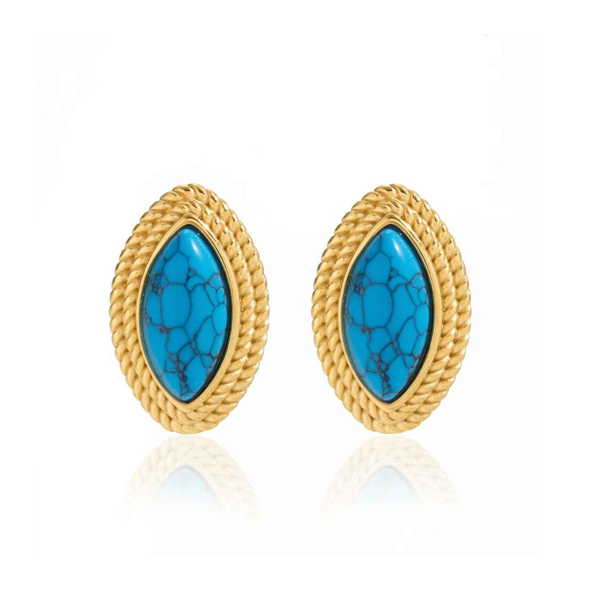 Golden Almond Stud Earrings