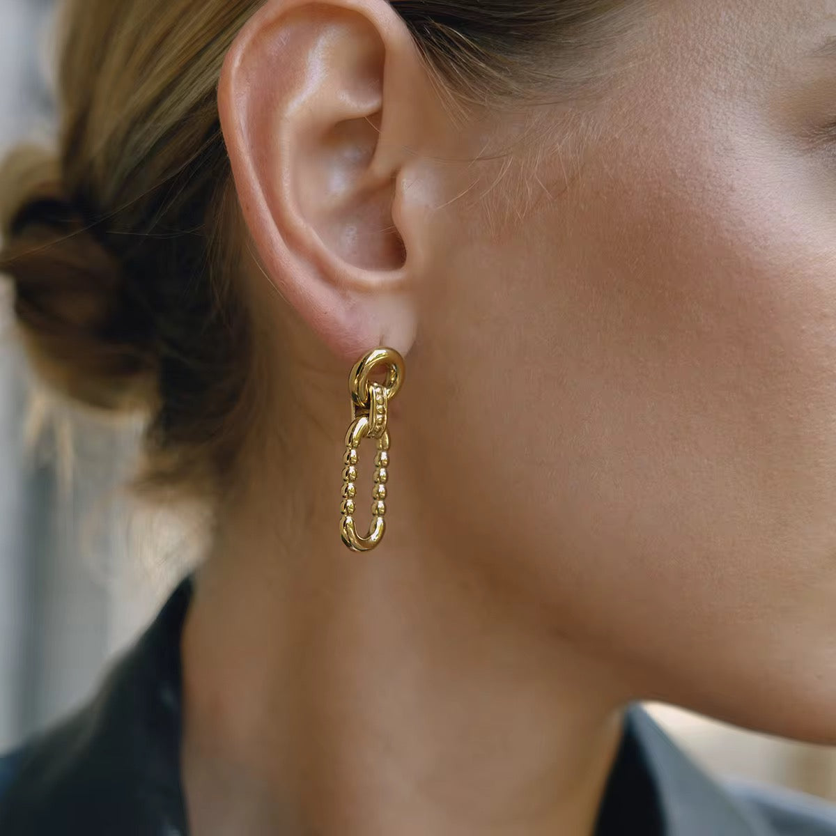 Elongated Oval Stud Earrings