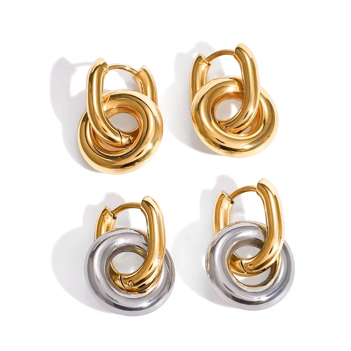Leyla Dual-Tone Hoop Earrings