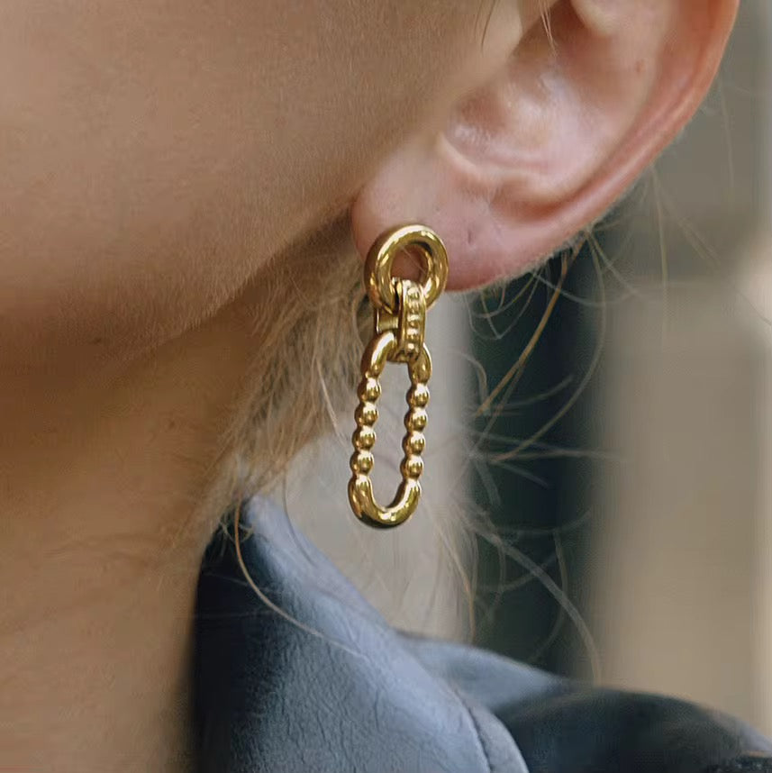 Elongated Oval Stud Earrings