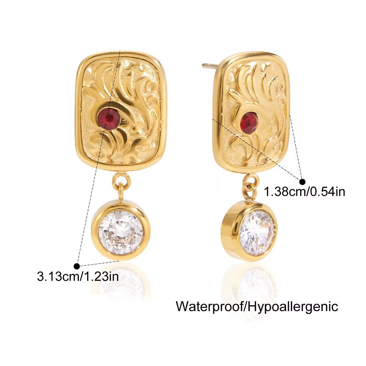Elysian Regal Red Charm Stud Earrings