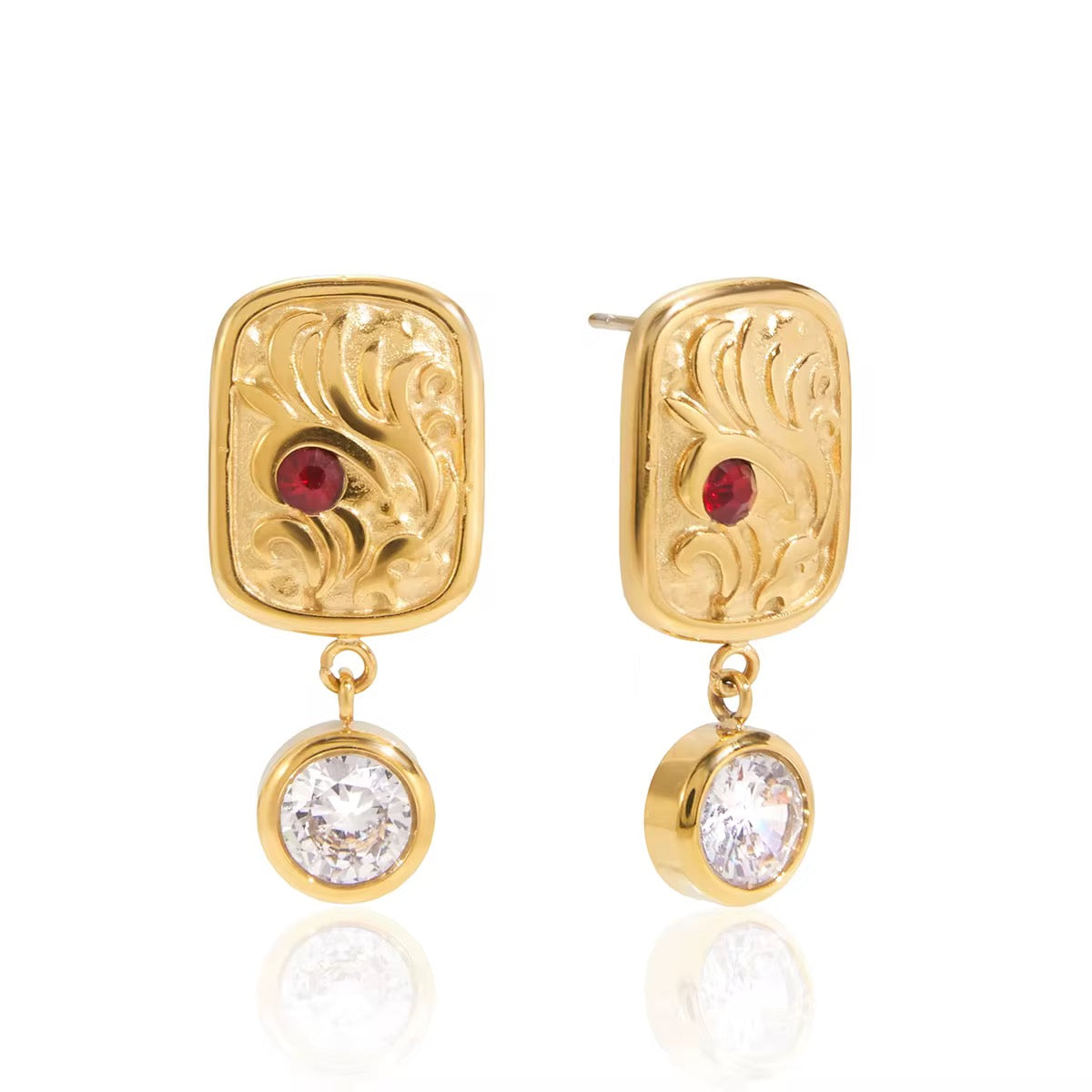 Elysian Regal Red Charm Stud Earrings
