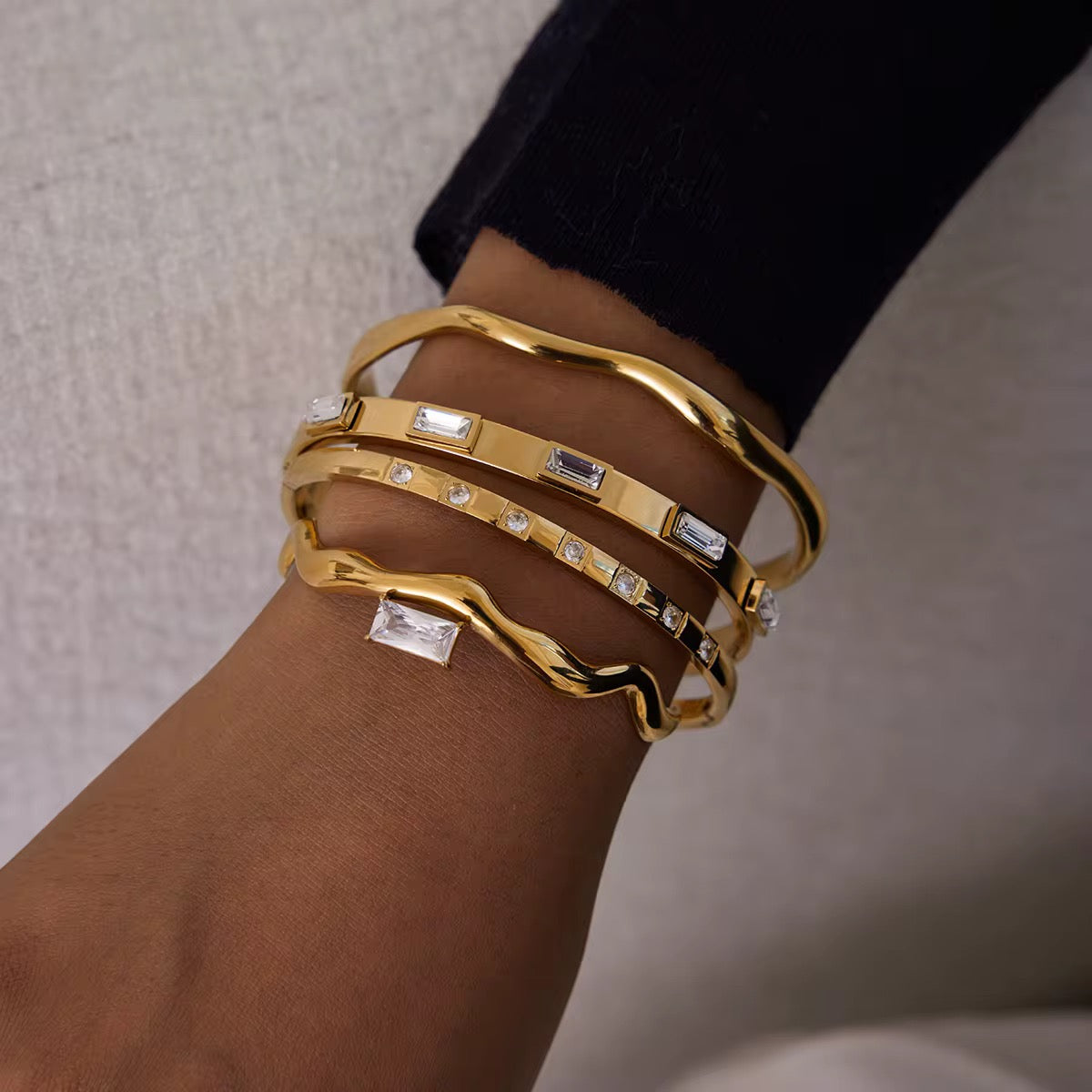 Timeless Gold Baguette Bangle