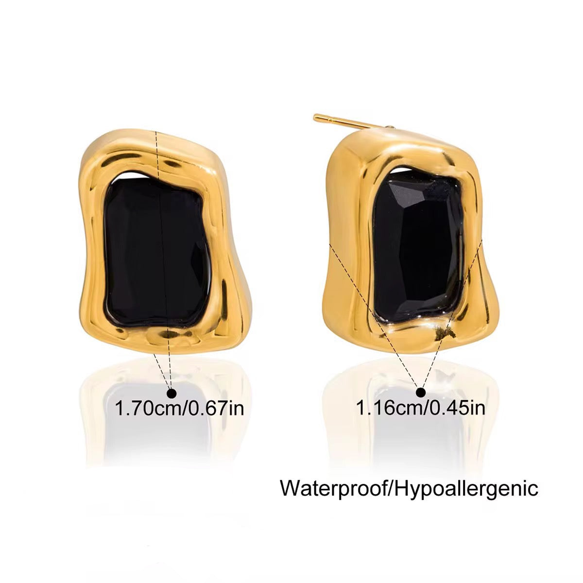 Golden Irregular Colour Stone Stud Earrings