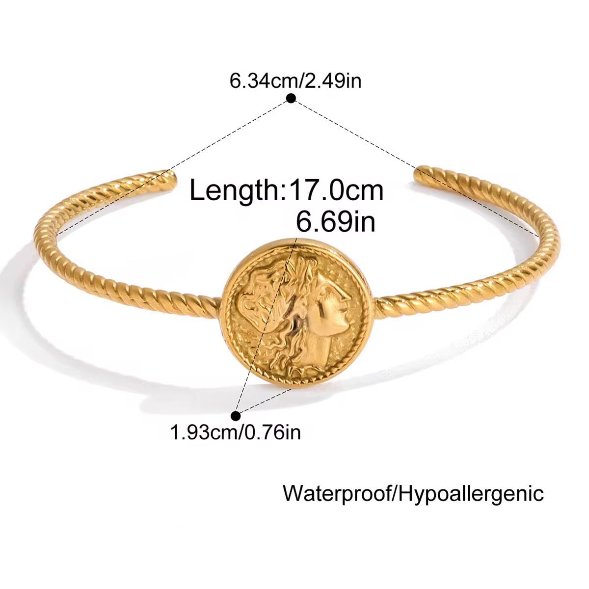 Gold Royal Coin Twisted Bangle