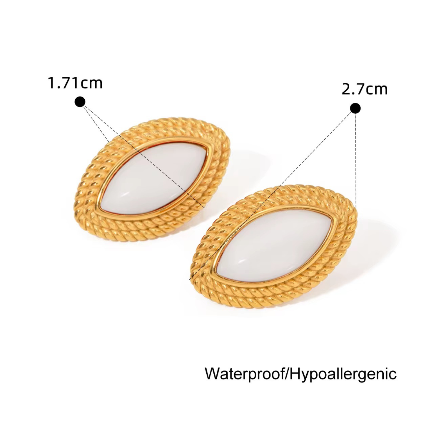 Golden Almond Stud Earrings