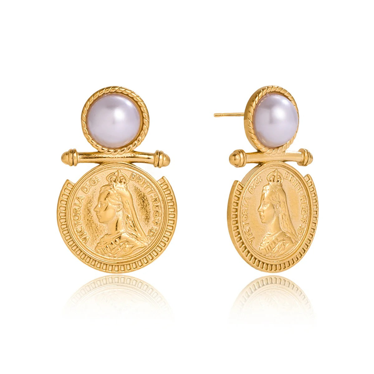 Royal Coin Pearl Earrings
